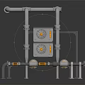 Industrial Pipeline Equipment With Metal Frame Pipes And Cooling Fans System