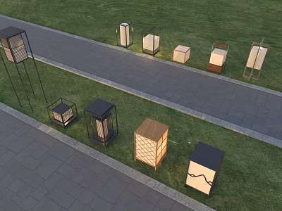 Modern Outdoor Lights with Various Designs for Garden and Pathway Decoration 3d model