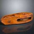 Old Vintage Wooden Pulley With Metal Bolts And Rustic Finish
