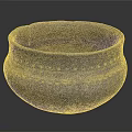 Ancient Style Sculpture Carving of Clay Pot with Decorative Patterns and Dark Brown Finish