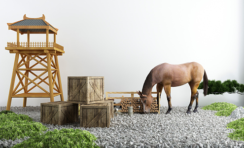 Modern Horse View Horse Farm 3d model