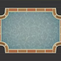 Swimming Pool With Clear Blue Water White Border And Orange Brick Trim Modern Design