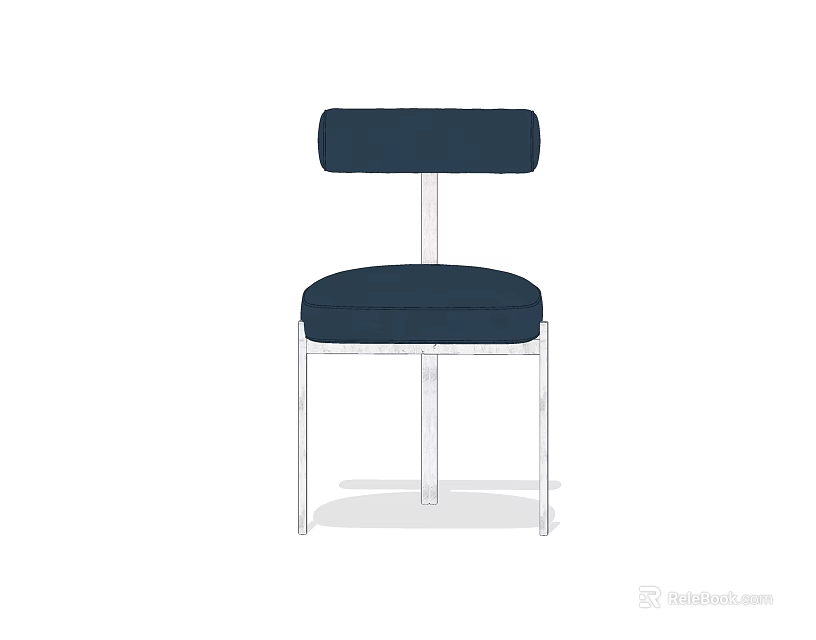 Modern Navy Blue Upholstered Accent Chair with Sleek Metal Legs and Comfortable Seat 3d model 