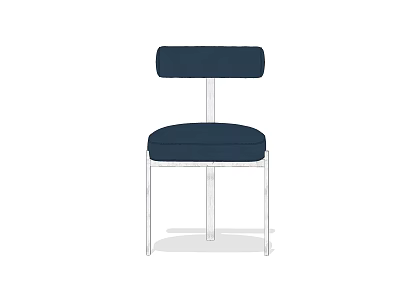 Modern Navy Blue Upholstered Accent Chair with Sleek Metal Legs and Comfortable Seat 3d model