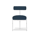 Modern Navy Blue Upholstered Accent Chair with Sleek Metal Legs and Comfortable Seat
