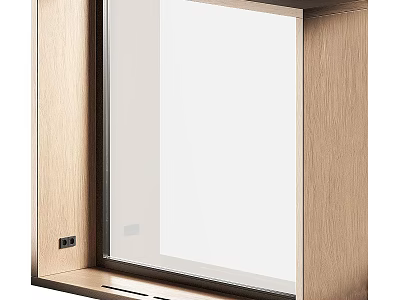 Modern Casement Window With Wooden Frame And Large Clear Glass Panel Design 3d model
