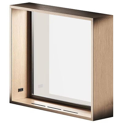 Modern Casement Window With Wooden Frame And Large Clear Glass Panel Design 3d model