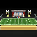 Mini Soccer Field With Green Turf Goalposts Soccer Balls Trophies Scoreboard And Banner Signs