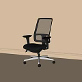 Modern Office Chair With Mesh Backrest Gray Seat Cushion Armrests And Silver Base With Wheels
