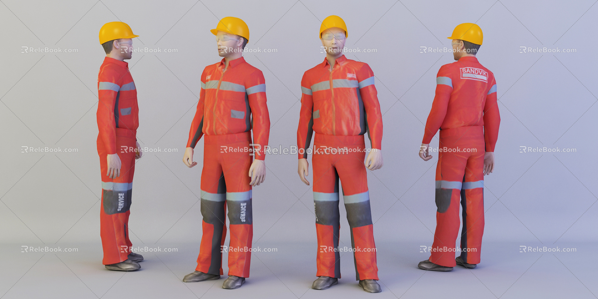 Modern man firefighter 3d model