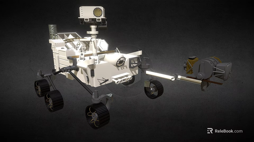 White Lunar Rover With Camera And Mechanical Arm For Moon Exploration 3d model