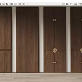 Wall shape of grille partition with wood veneer 3d model
