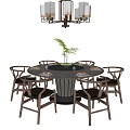 New Chinese Dining Table and Chair Combination 3d model