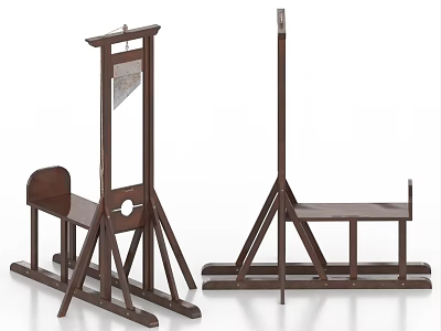 Two Wooden Guillotine Models With Classic Design And Platform Structure 3d model