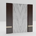 Modern Sofa Accent Wall With Marble Texture And Dark Wood Panels 3d model