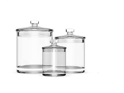 Set Of Three Transparent Ceramic Storage Jars With Airtight Lids For Kitchen Use 3d model