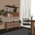 Modern-Silent Sideboard Locker Coffee Machine Decoration Combination Dining Table and Chair Combination Carpet 3d model