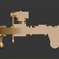 Shiny Golden Mechanical Device With Metal Components And Reflective Base