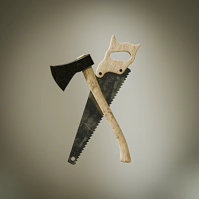 Farm tool saw axe 3d model Farm tool saw axe 3d model