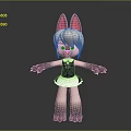 Cute 3D Cartoon Character With Pink Cat Ears Brown Hair Green Eyes And Maid Outfit