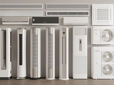 Different Types Of Air Conditioners And Fans Including Tower Split Window Models 3d model
