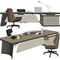 Modern Office Desk Setup With Laptop Office Chair Desk Lamp And Accessories