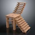 Creative Wooden Stairs Modern Design with Unique Platform for Home Interior