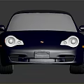 Dark blue sports car exterior with sleek two-door design and shiny silver wheels