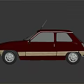 Red Vintage Compact Car With Two Tone Body And Classic Design Elements 3d model