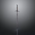 Shiny Medieval Sword With Metal Blade Ornate Pommel And Dark Background