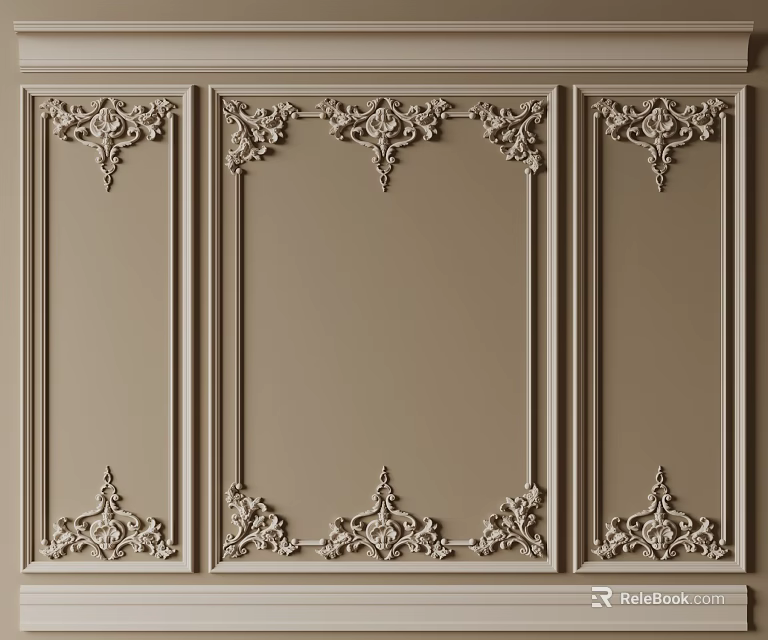 Elegant Wall Panel Design With Decorative Lines And Symmetrical Ornate Patterns 3d model
