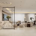 Modern Living Dining Room Interior Design With Beige Sofa Round Coffee Tables And Bookshelves