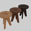 Modern Wooden Stool with Round Seat and Triangular Leg Design