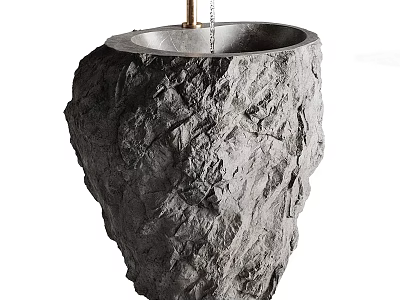 Natural Rock Washbasin With Textured Surface Organic Shape And Rustic Design Elements 3d model