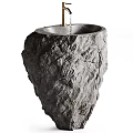Natural Rock Washbasin With Textured Surface Organic Shape And Rustic Design Elements 3d model