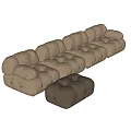 Tufted Beige Velvet Modular Sectional Sofa With Rounded Modules And Comfortable Seats