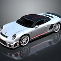 Silver Sports Car with Black Roof Red Stripe Sporty Design Sleek Body and Alloy Wheels