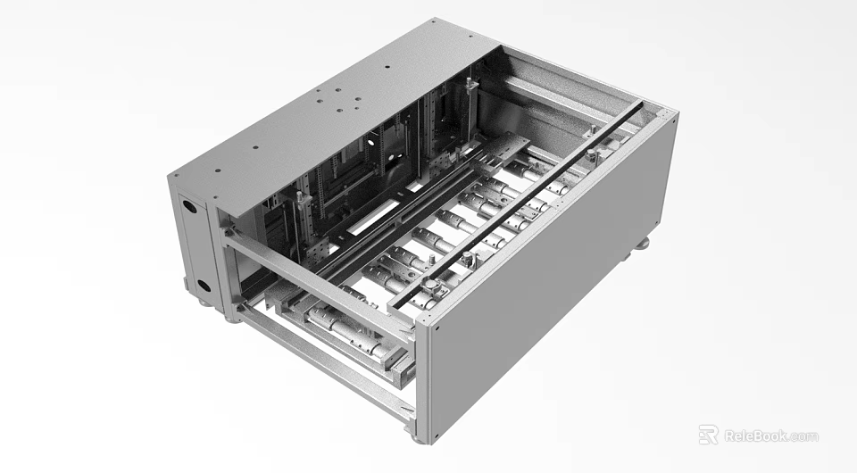 Industrial Equipment With Metal Casing Internal Multiple Slot Rails And Modular Structure 3d model 