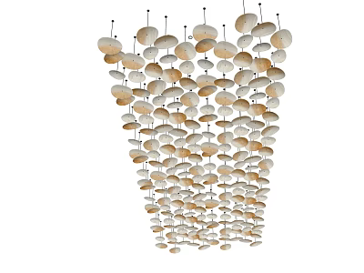 Cascading Circular Hanging Pendant Decor With Natural Material For Interior Design 3d model
