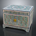 Decorative Box With Colorful Patterns Circular Top Decoration Padlock And Carved Feet