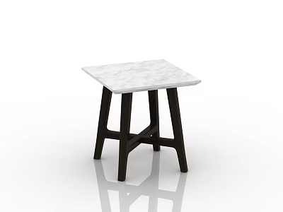 Modern Side Table With White Marble Top And Dark Wood Legs Design 3d model