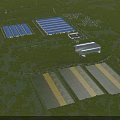Aerial View Planning of Agricultural Area with Greenhouses Farm Fields Facility Buildings and Woodlands