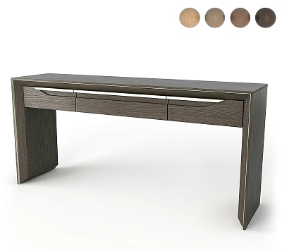Modern Dark Wooden Desk With Sleek Design And Three Functional Drawers 3d model