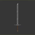 Medieval Sword With Long Slender Blade Brown Textured Hilt Simple Design On Gray Gradient Background