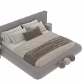 Modern Double Bed Design With Upholstered Headboard Neutral Tones Plush Mattress And Decorative Pillows