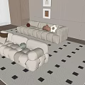 Modern Sofa Pillow Lazy Sofa Round Creative Floor Lamp 3d model