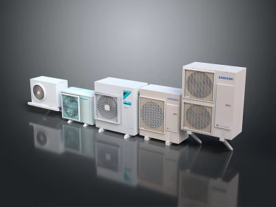 Air Conditioner Fans Multiple Models With White Design And Efficient Cooling For Home Office Use 3d model