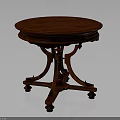 Classic Mahogany Round Table With Carved Legs And Vintage Decorative Design