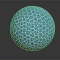 Blue Sphere With Hexagonal Pattern On Black Background And Reflection 3d model
