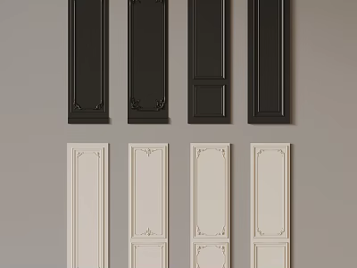 Black And White Decorative Cabinet Doors With Various Carved Panel Styles 3d model